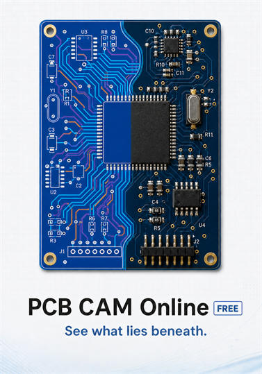 PCB CAM Online Free: Gerber layout and realistic PCB - see what lies beneath.